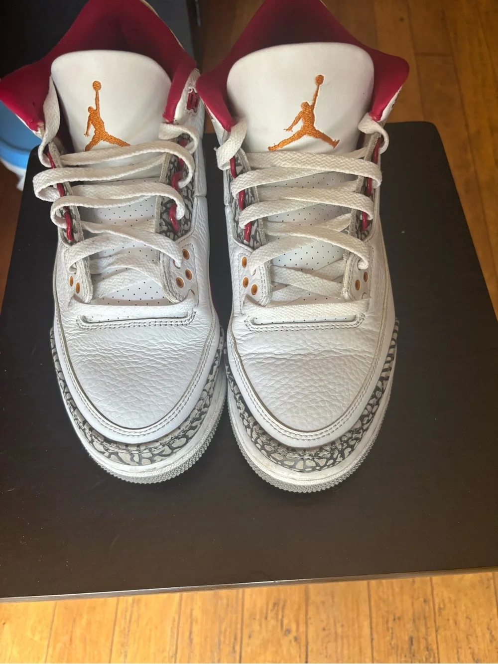 Nike Air Jordan 3 Retro Cardinal Red White Grey Cement Size 9 Mens 398614-126